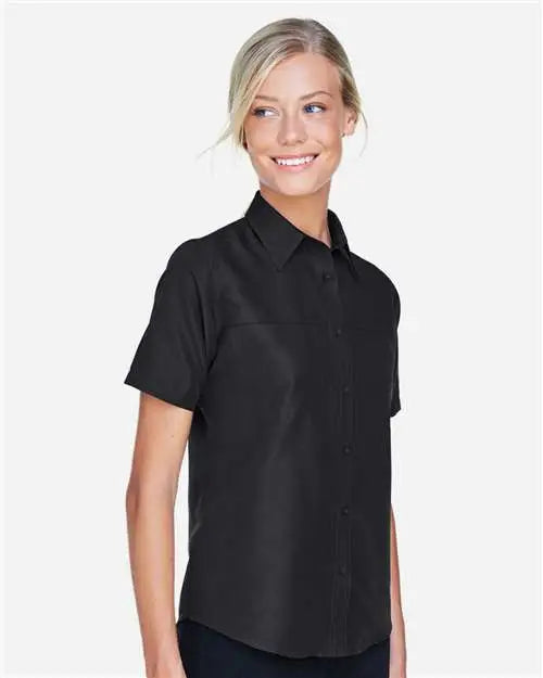 Harriton M580w Women’s Key West Short Sleeve Performance Staff Shirt - Black