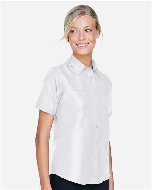 Harriton M580w Women’s Key West Short Sleeve Performance Staff Shirt - White