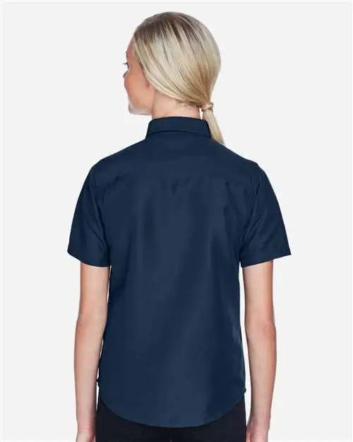 Harriton M580w Women’s Key West Short Sleeve Performance Staff Shirt - Navy - Xs