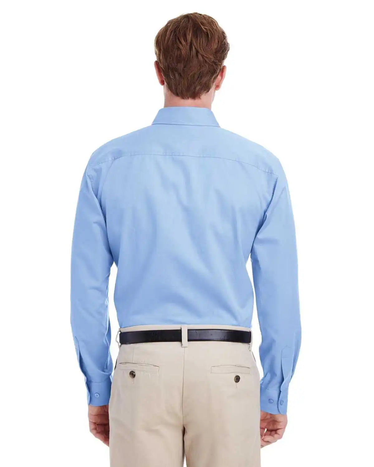 Harriton M581 Men’s Foundation 100% Cotton Long-sleeve Twill Shirt Withteflon - Industry Blue