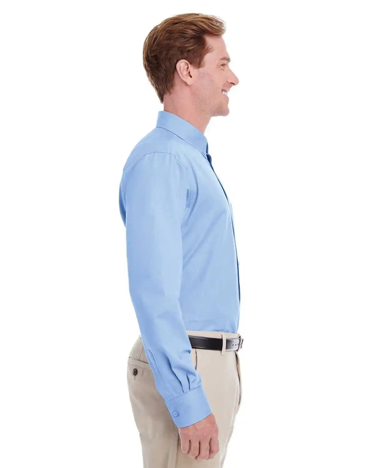 Harriton M581 Men’s Foundation 100% Cotton Long-sleeve Twill Shirt Withteflon - Industry Blue