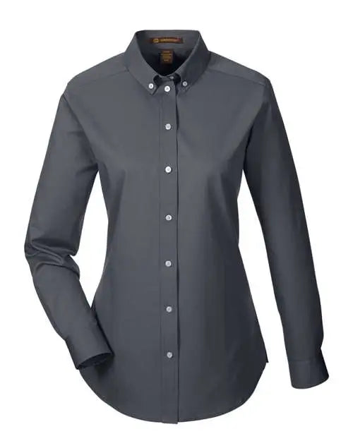 Harriton M581w Women’s Foundation Cotton Twill Shirt with Teflon - Dark Charcoal