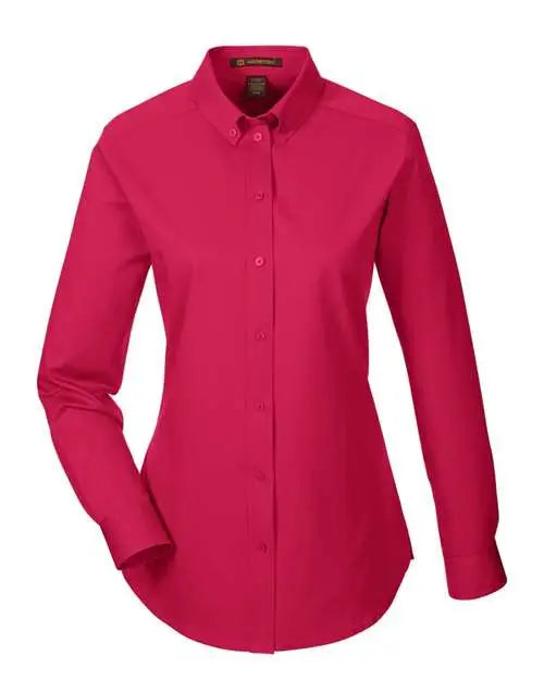 Harriton M581w Women’s Foundation Cotton Twill Shirt with Teflon - Red