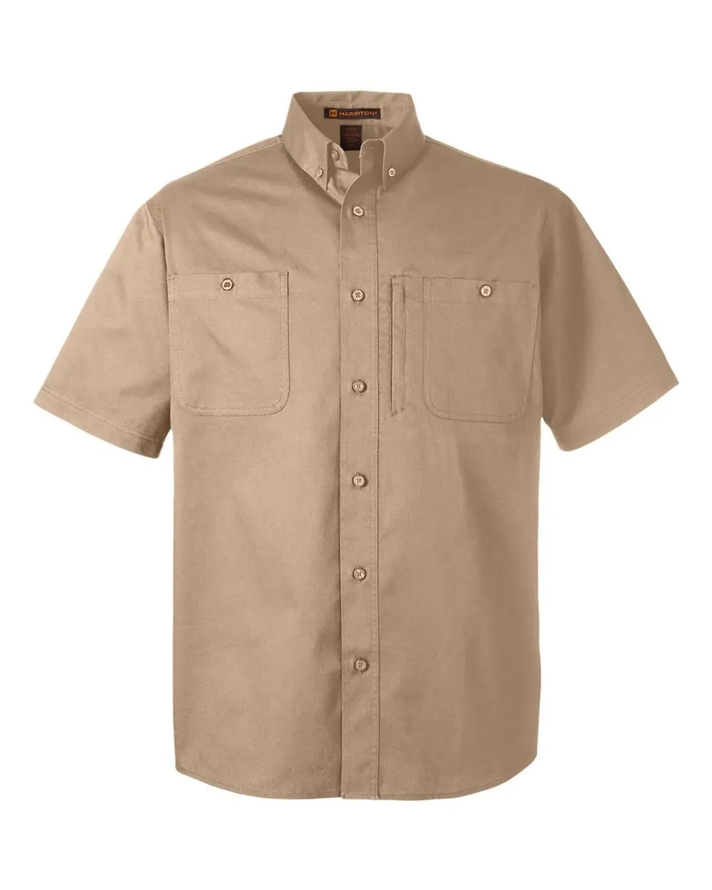 Harriton M585 Men’s Advantage Il Short Sleeve Work Shirt - Khaki
