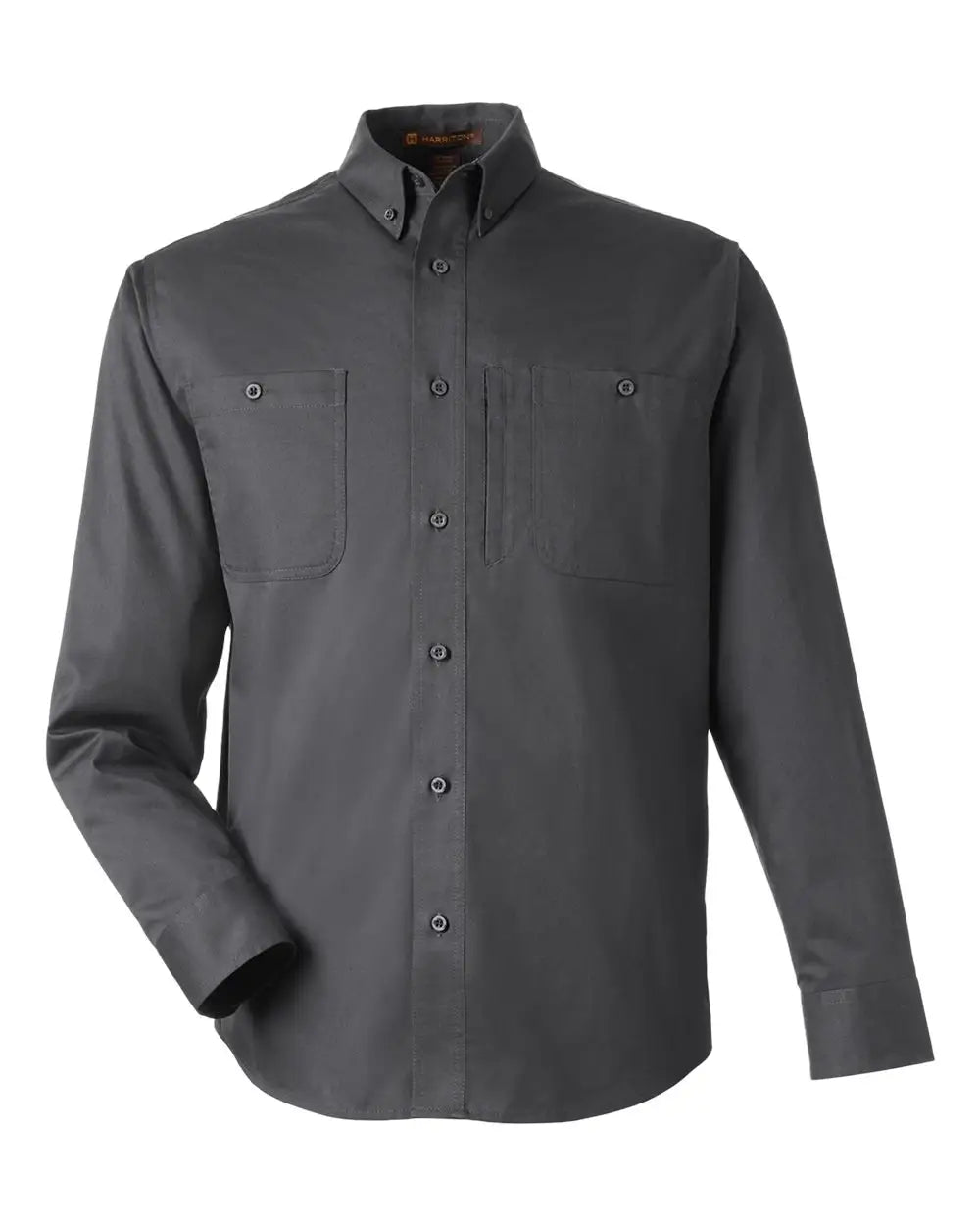 Harriton M585l Men’s Advantage Il Long Sleeve Workshirt - Dark Charcoal - Adult s