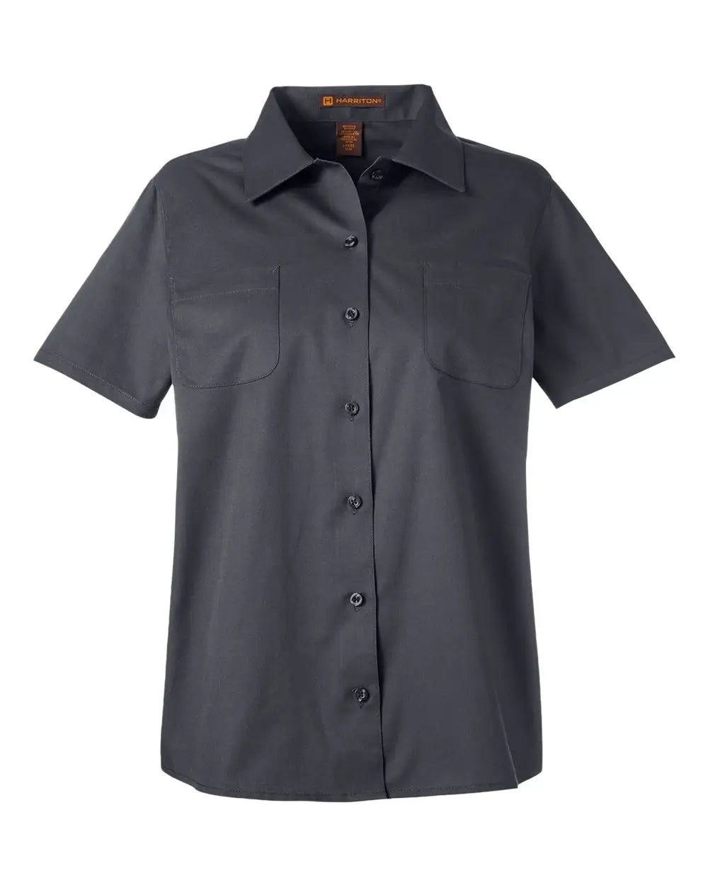Harriton M585w Women’s Advantage Il Short Sleeve Dress Shirt - Dark Charcoal - Ladies Xs