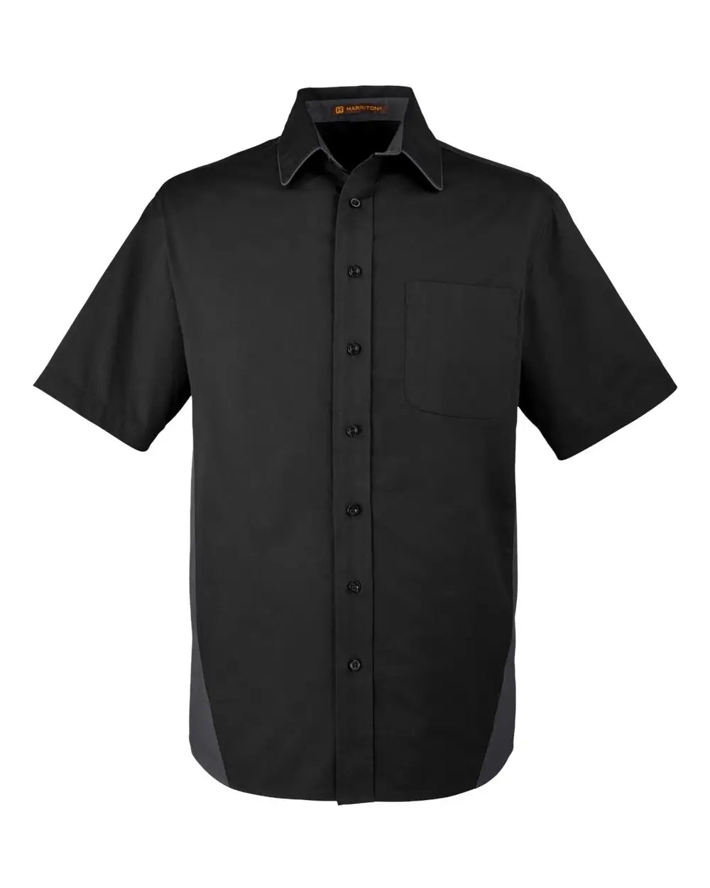 Harriton M586 Men’s Flash Il Colorblock Shirt - Black Dark Charcoal - Black/ / Adult s