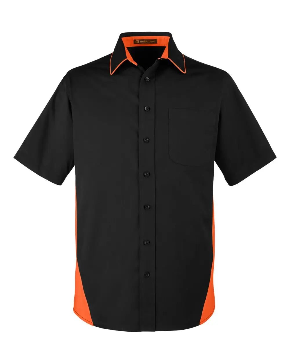 Harriton M586t Men’s Tall Flash Il Colorblock Shirt - Black Team Orange - Black/ / Adult l