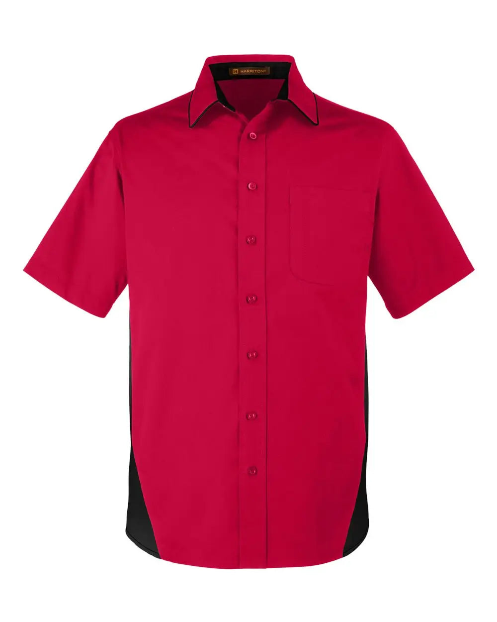 Harriton M586t Men’s Tall Flash Il Colorblock Shirt - Red Black - Red/ / Adult Lt
