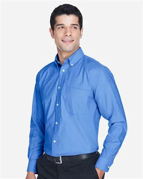 Harriton M600 Men’s Long Sleeve Oxford Shirt - French Blue