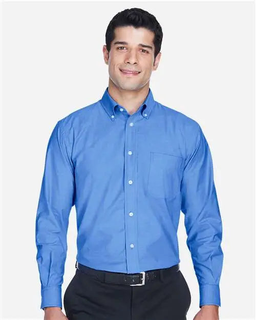 Harriton M600 Men’s Long Sleeve Oxford Shirt - French Blue