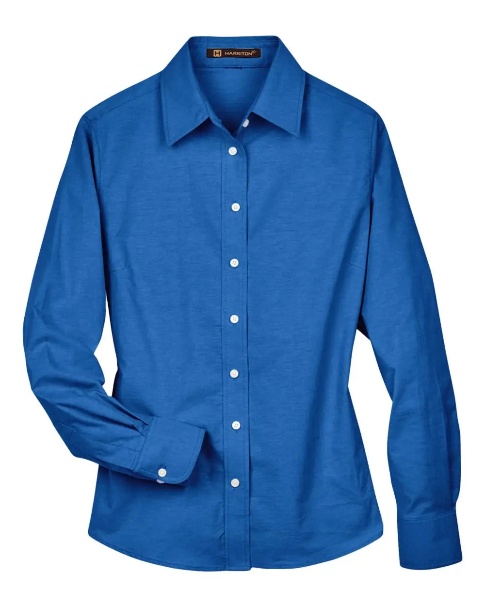 Harriton M600w Women’s Long Sleeve Oxford Dress Shirt - French Blue - Ladies Xs