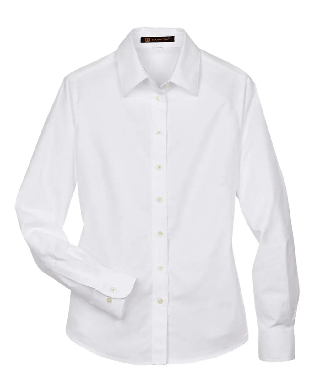 Harriton M600w Women’s Long Sleeve Oxford Dress Shirt - White - Ladies Xs