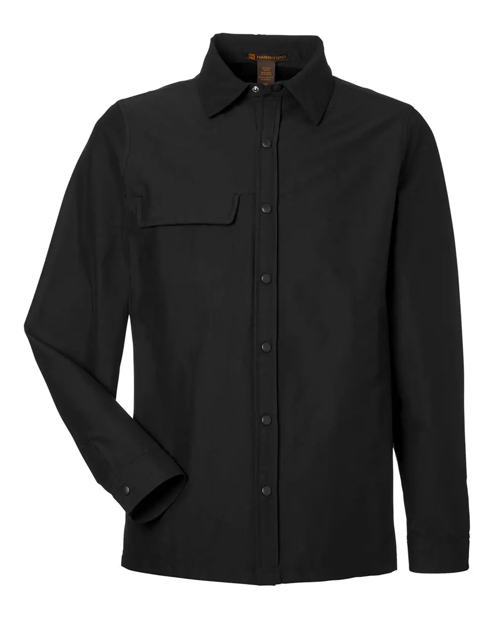 Harriton M72 Unisex Flex Twill Overshirt - Black - Adult Xs