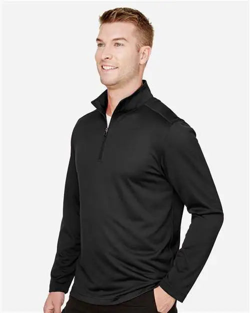 Harriton M748 Men’s Advantage Snag Protection Plus Quarter-zip Pullover - Black