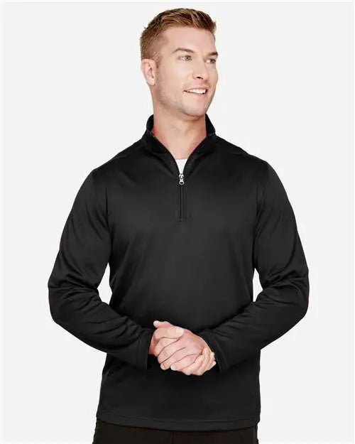 Harriton M748 Men’s Advantage Snag Protection Plus Quarter-zip Pullover - Black