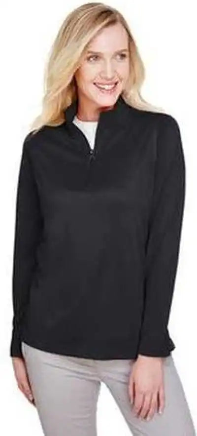 Harriton M748w Ladies’ Advantage Snag Protection Plus Il Quarter-zip - Black