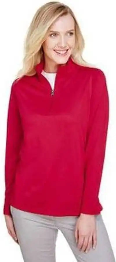Harriton M748w Ladies’ Advantage Snag Protection Plus Il Quarter-zip - Red