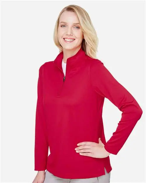 Harriton M748w Women’s Advantage Snag Protection Plus Quarter-zip Pullover - Red