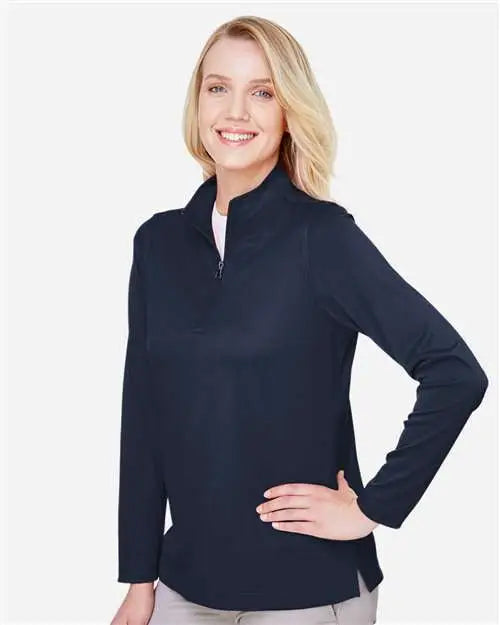 Harriton M748w Women’s Advantage Snag Protection Plus Quarter-zip Pullover - Dark Navy