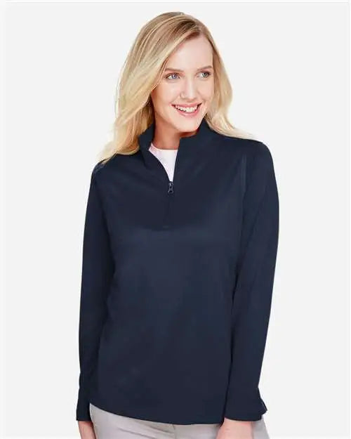 Harriton M748w Women’s Advantage Snag Protection Plus Quarter-zip Pullover - Dark Navy