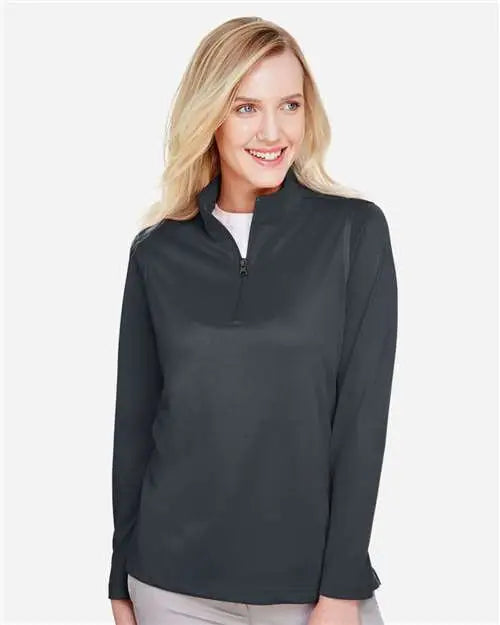 Harriton M748w Women’s Advantage Snag Protection Plus Quarter-zip Pullover - Dark Charcoal