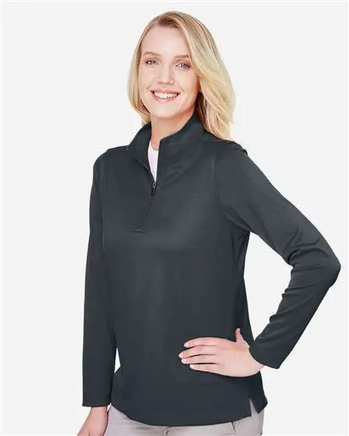 Harriton M748w Women’s Advantage Snag Protection Plus Quarter-zip Pullover - Dark Charcoal