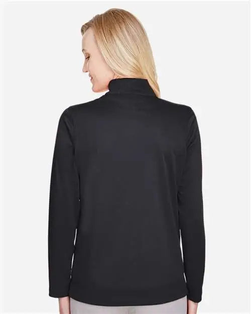 Harriton M748w Women’s Advantage Snag Protection Plus Quarter-zip Pullover - Black