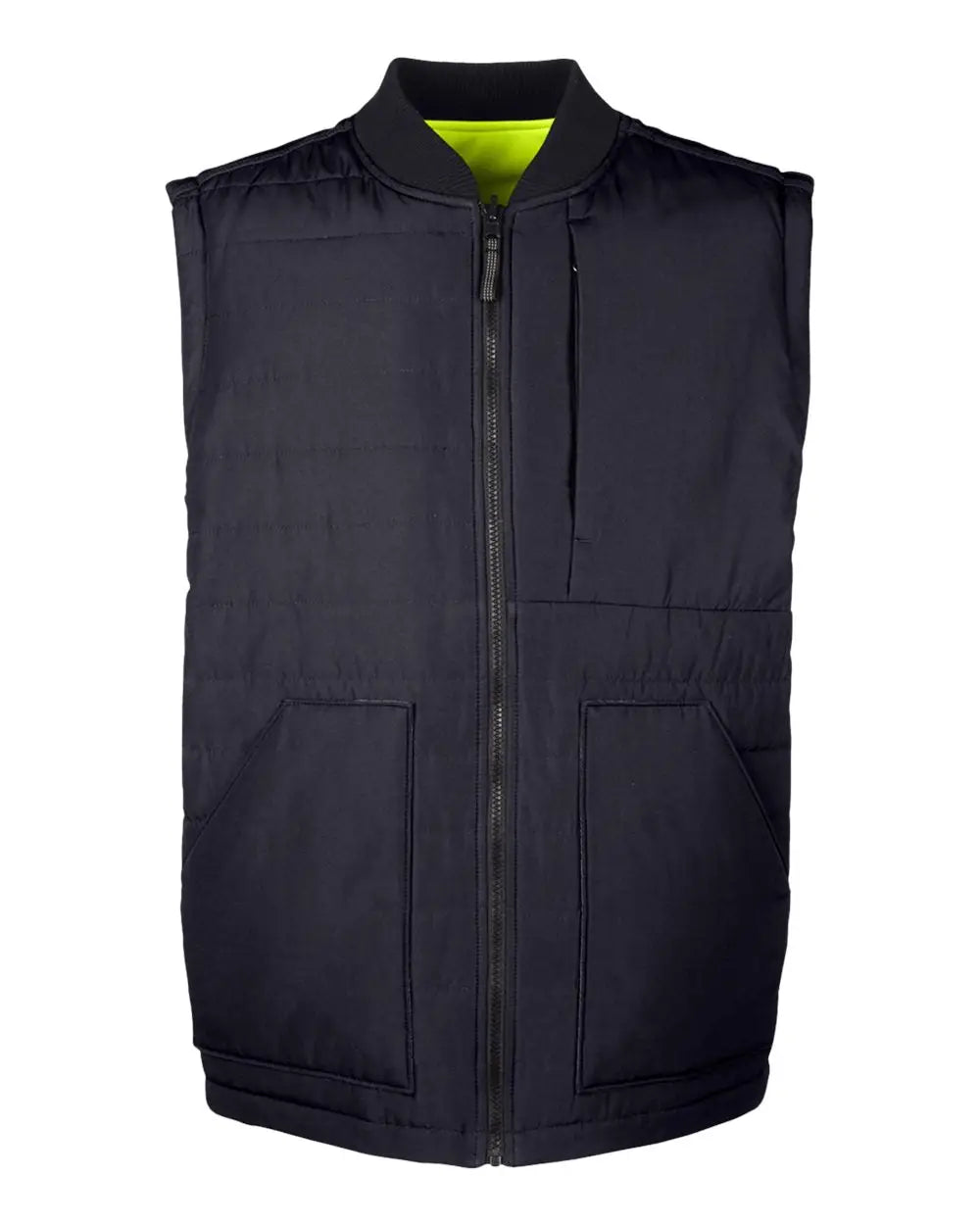 Harriton M776 Unisex Dockside Interactive Reversible Freezer Vest - Black Safety Yellow - Black/ / Adult Xs