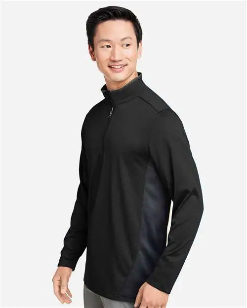 Harriton M786 Men’s Flash Snag Protection Plus Il Colorblock Quarter-zip Pullover - Black Dark Charcoal
