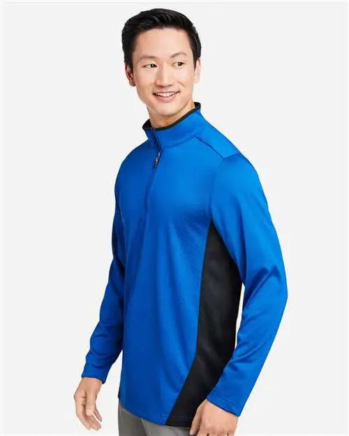 Harriton M786 Men’s Flash Snag Protection Plus Il Colorblock Quarter-zip Pullover - True Royal Black