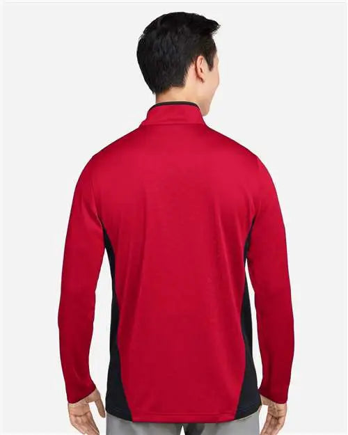 Harriton M786 Men’s Flash Snag Protection Plus Il Colorblock Quarter-zip Pullover - Red Black
