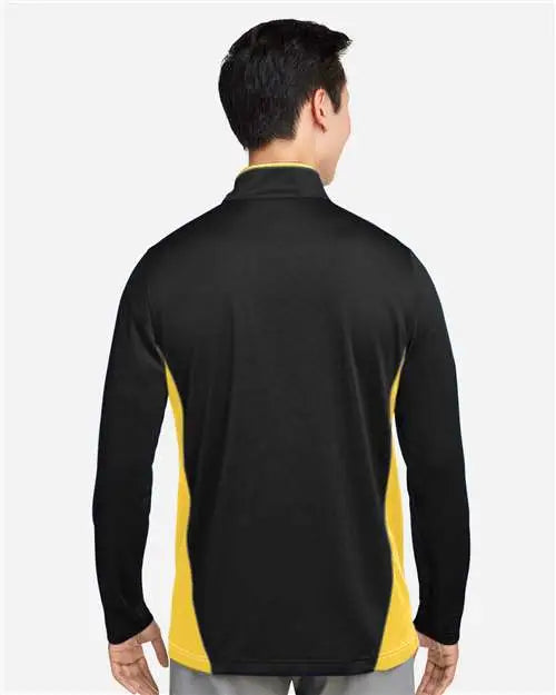 Harriton M786 Men’s Flash Snag Protection Plus Il Colorblock Quarter-zip Pullover - Black Sunray Yellow