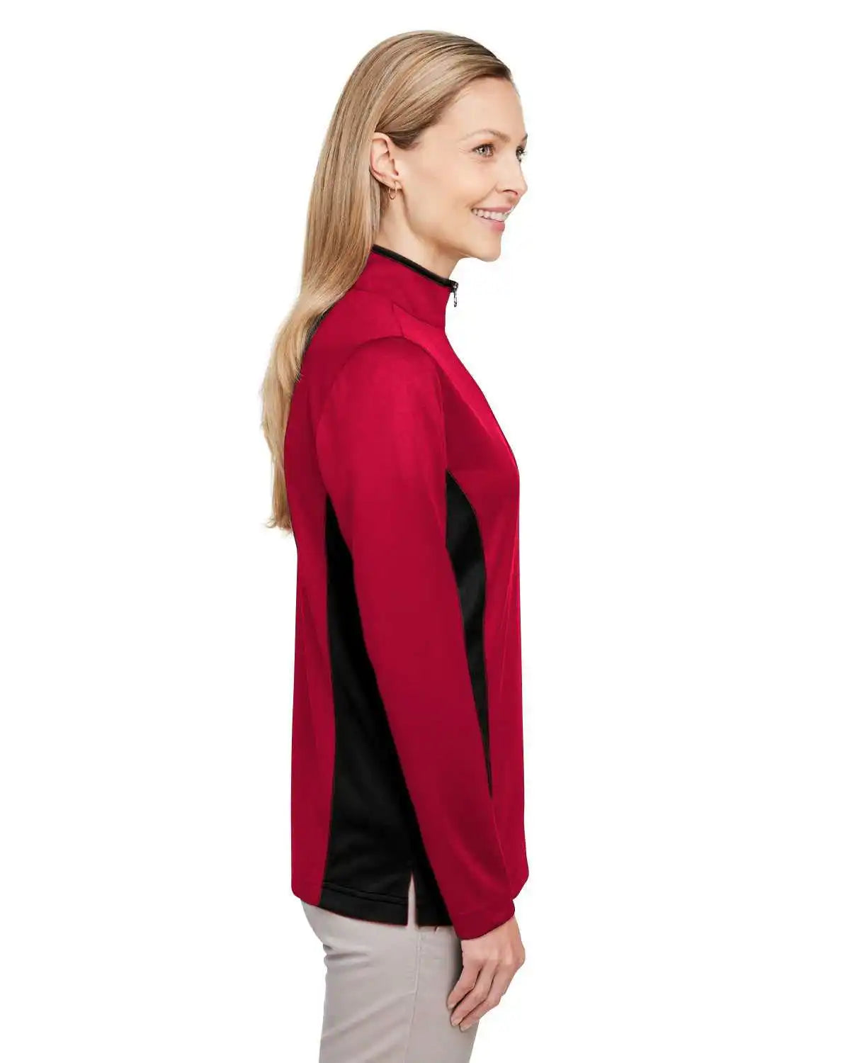 Harriton M786w Ladies’ Flash Snag Protection Plus Il Colorblock Quarter-zip - Red