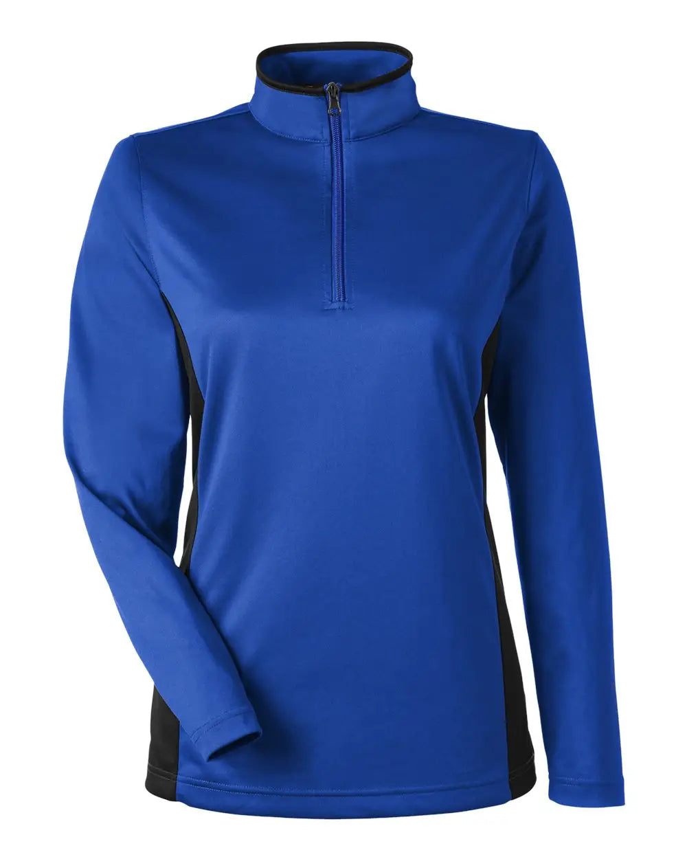 Harriton M786w Women’s Flash Snag Protection Plus Il Colorblock Quarter-zip Pullover - True Royal Black - Royal/ / Xs