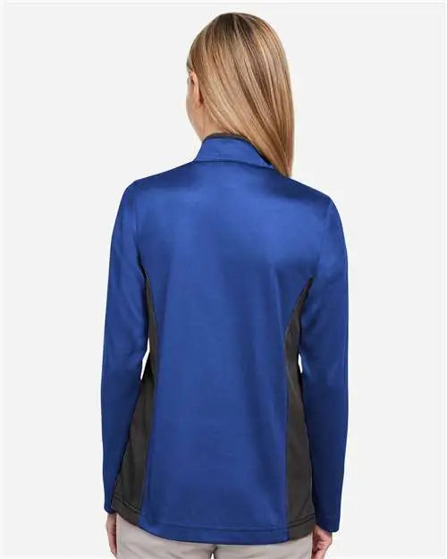 Harriton M786w Women’s Flash Snag Protection Plus Il Colorblock Quarter-zip Pullover - True Royal Black