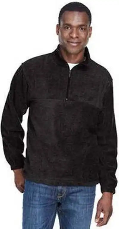 Harriton M980 Adult 8 Oz Quarter Zip Fleece Pullover Black