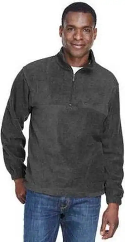 Harriton M980 Adult 8 Oz Quarter Zip Fleece Pullover Charcoal