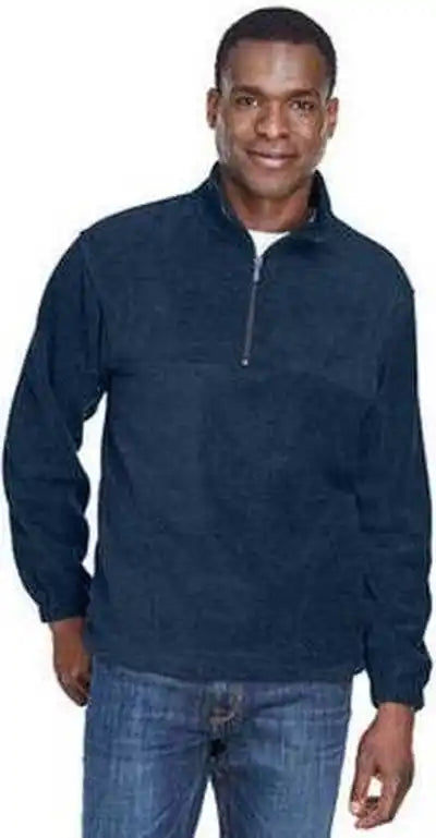 Harriton M980 Adult 8 Oz Quarter Zip Fleece Pullover Navy