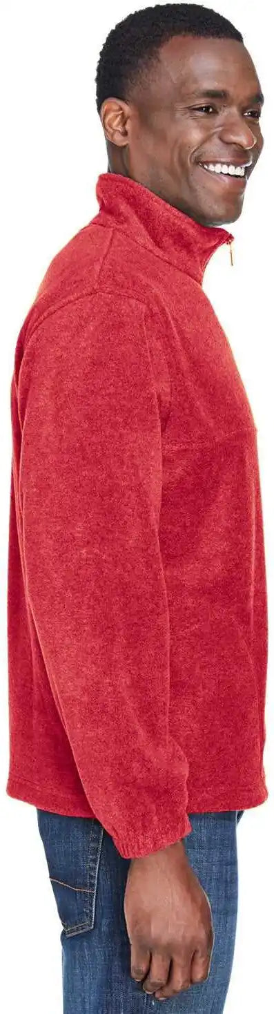 Harriton M980 Adult 8 Oz Quarter-zip Fleece Pullover - Red