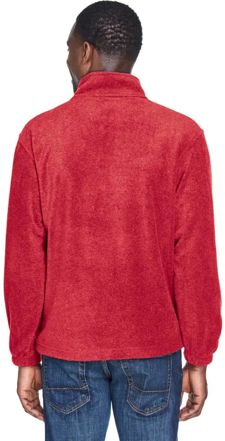 Harriton M980 Adult 8 Oz Quarter-zip Fleece Pullover - Red