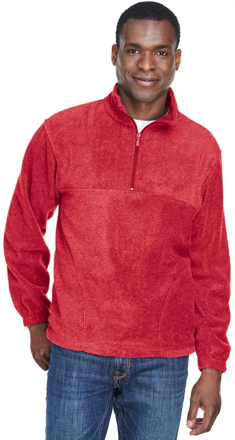 Harriton M980 Adult 8 Oz Quarter-zip Fleece Pullover - Red