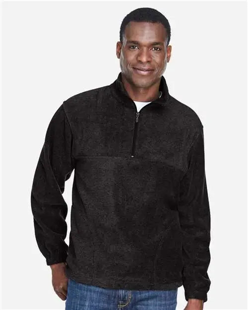 Harriton M980 Men’s Quarter-zip Fleece Pullover - Black
