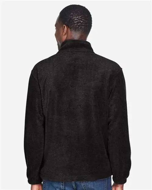 Harriton M980 Men’s Quarter-zip Fleece Pullover - Black