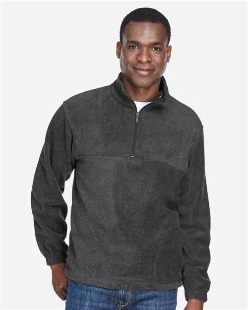 Harriton M980 Men’s Quarter-zip Fleece Pullover - Charcoal