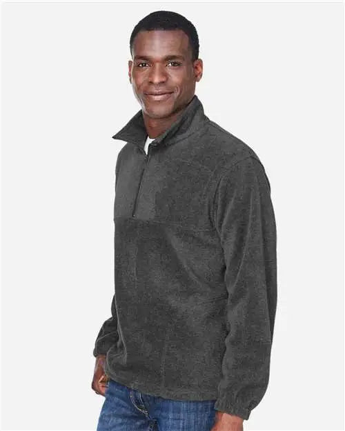 Harriton M980 Men’s Quarter-zip Fleece Pullover - Charcoal