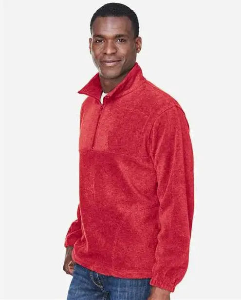Harriton M980 Men’s Quarter-zip Fleece Pullover - Red