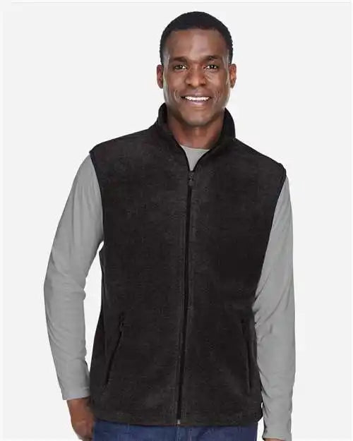 Harriton M985 Unisex Fleece Full-zip Vest - Black