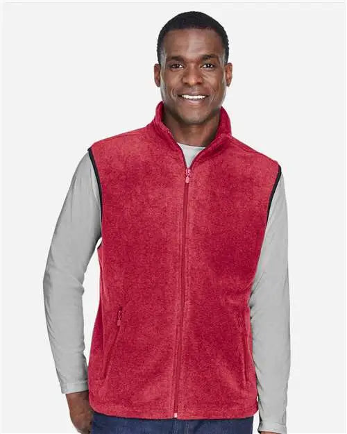 Harriton M985 Unisex Fleece Full-zip Vest - Red