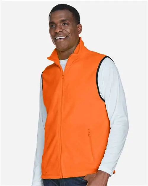 Harriton M985 Unisex Fleece Full-zip Vest - Safety Orange